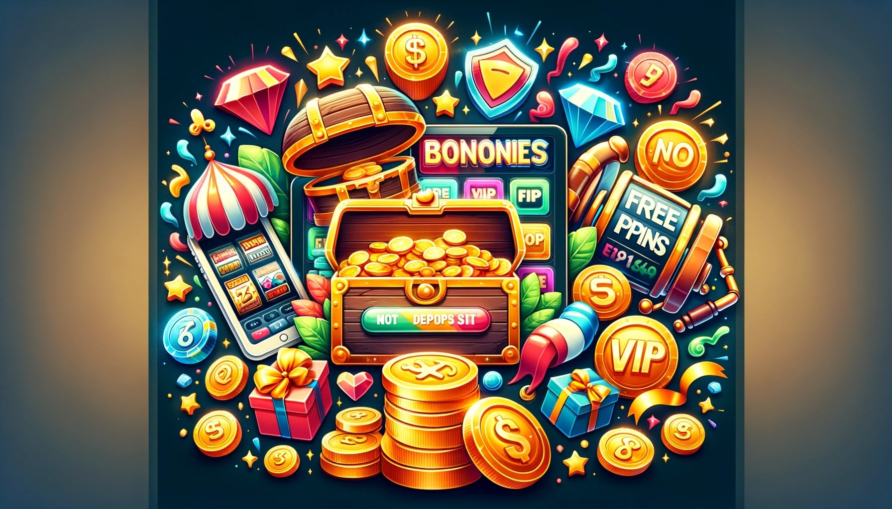variety of symbols representing different types of bonuses and VIP rewards